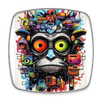 [] Chaos de singe coloré - Magnet carré - blanc - Devant