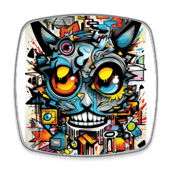 [MB] Aggressives Graffiti-Tier in Bunt - Viereckiger Kühlschrankmagnet - Weiß - Vorne