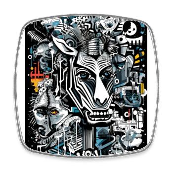 [] Mandrill majestueux : l’élégance grise - Magnet carré - blanc - Devant