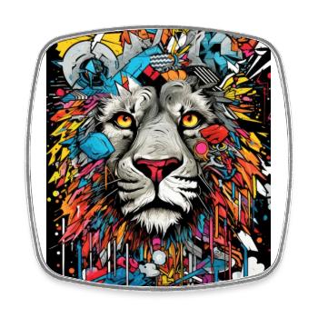 Portrait of a lion - Square fridge magnet - white - Front