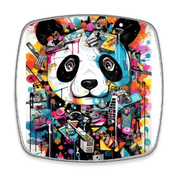 [] Magie du panda coloré - Magnet carré - blanc - Devant
