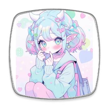 Anime, Anime Girl, Anime Girl, Elf - Square fridge magnet - white - Front