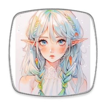 Anime, Anime Girl, Anime Girl, Elf - Square fridge magnet - white - Front