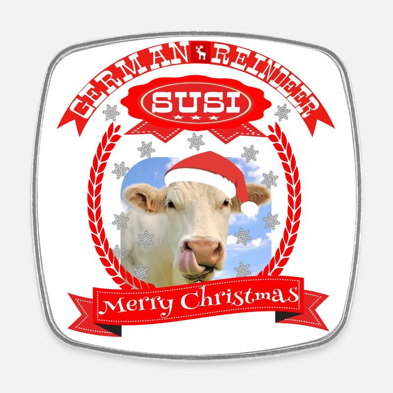 Merry Christmas a German Reindeer - Square fridge magnet - white