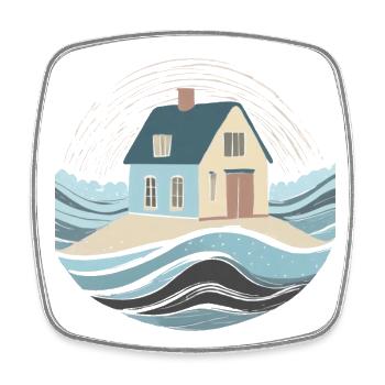 Maison en bord de mer - Magnet carré - blanc - Devant