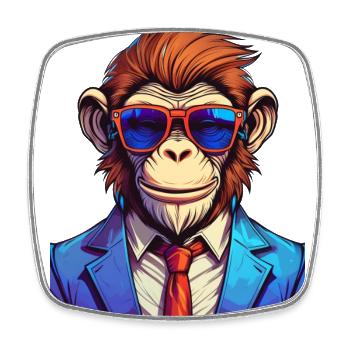Affe mit Anzug und Sonnenbrille - Viereckiger Kühlschrankmagnet - Weiß - Vorne