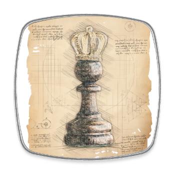 Schach König / Königin. Altmodischer vintage Stil. - Viereckiger Kühlschrankmagnet - Weiß - Vorne