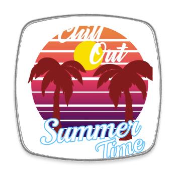 chill out summertime - Palmen im Sonnenuntergang - Viereckiger Kühlschrankmagnet - Weiß - Vorne