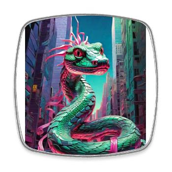 Snake over the city - Square fridge magnet - white - Front