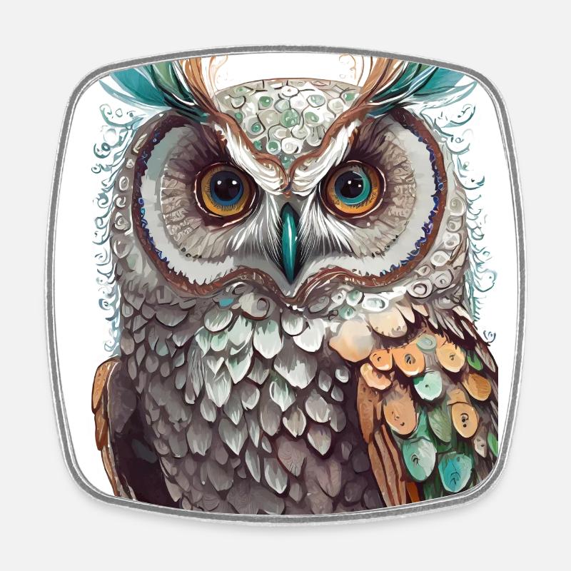 Owl - Square fridge magnet - white