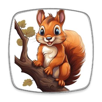 Eichhörnchen - Viereckiger Kühlschrankmagnet - Weiß - Vorne