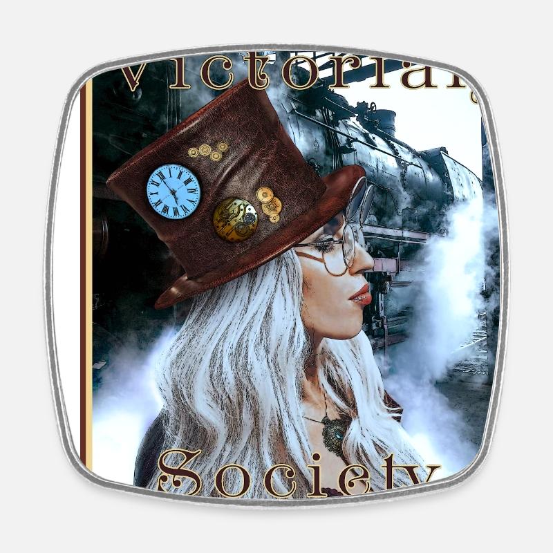 Steampunk Victorian Society - Square fridge magnet - white