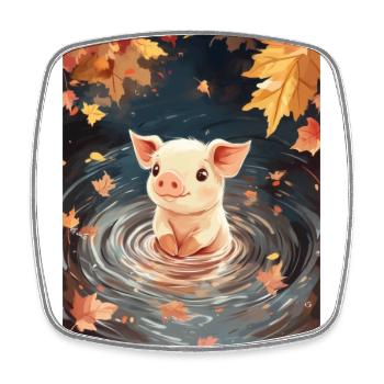 Schwimmendes Schweinchen - Viereckiger Kühlschrankmagnet - Weiß - Vorne