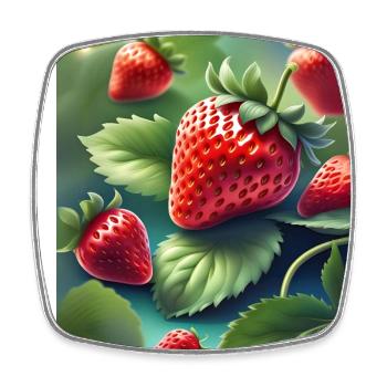 Un tas de fraises fraîchement cueillies - Magnet carré - blanc - Devant
