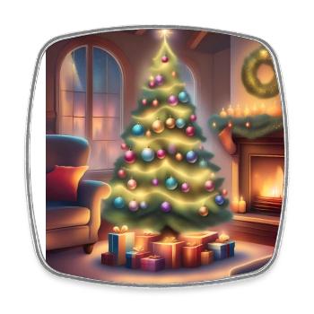 Christmas at home - Square fridge magnet - white - Front