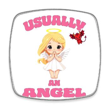 Angel Devil Girl Naughty - Usually an Angel - Square fridge magnet - white - Front