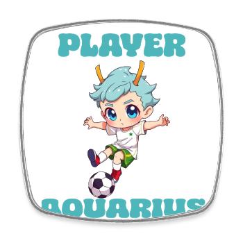 Soccer Player Aquarius Zodiac Sign Aquarius - Square fridge magnet - white - Front