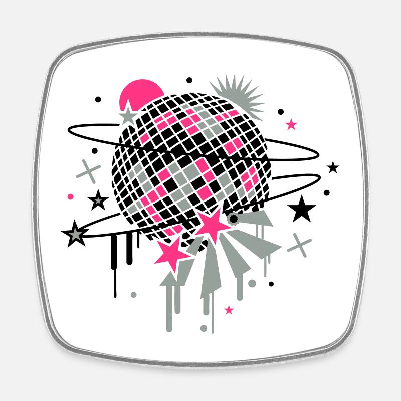 Disco Ball - Square fridge magnet - white