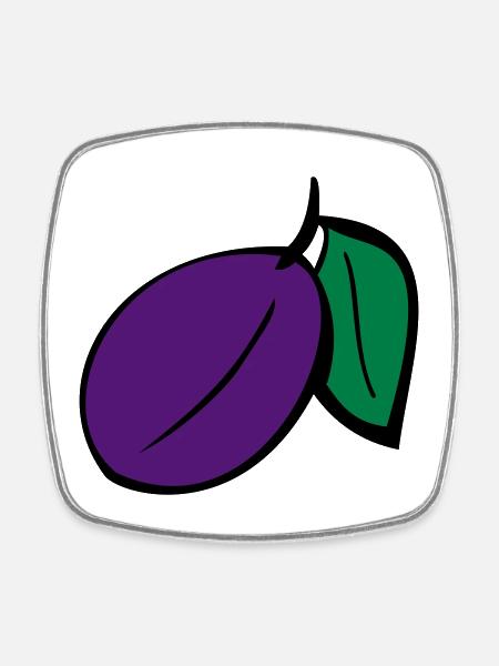Prune - Magnet carré - blanc