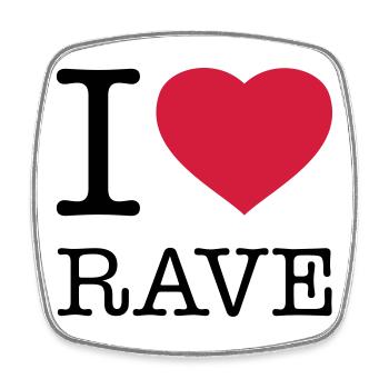 I LOVE RAVE - Viereckiger Kühlschrankmagnet - Weiß - Vorne