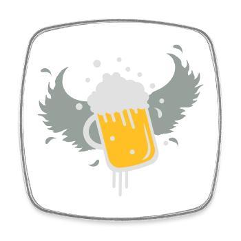 Bier im Bierglass mit Flügel - Viereckiger Kühlschrankmagnet - Weiß - Vorne