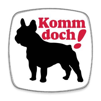 Französische Bulldogge , French Bulldog ,Komm.(25) - Viereckiger Kühlschrankmagnet - Weiß - Vorne