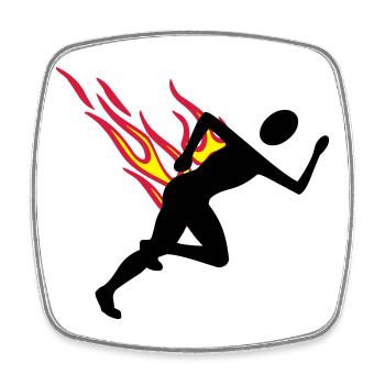 Jogger with flames - Square fridge magnet - white - Front