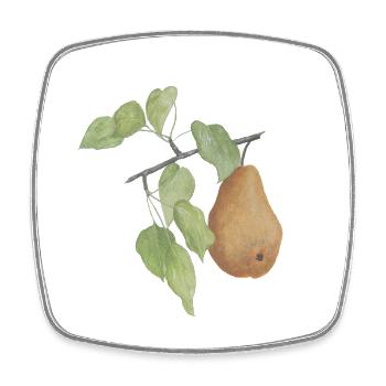 Obst Birne - Viereckiger Kühlschrankmagnet - Weiß - Vorne