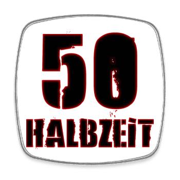 Geburtstag 50 - Halbzeit - Viereckiger Kühlschrankmagnet - Weiß - Vorne