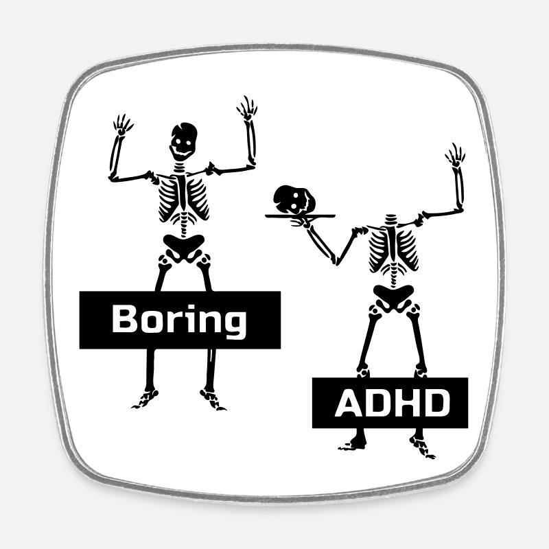 Boring vs ADHD - Square fridge magnet - white