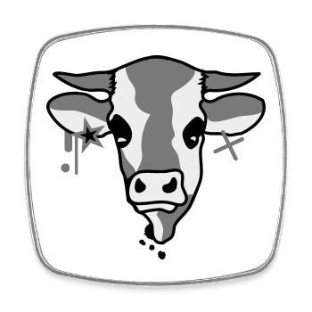 La tête d'une vache - Magnet carré - blanc - Devant