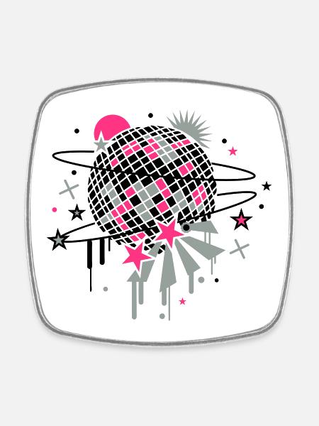 Disco Ball - Square fridge magnet - white