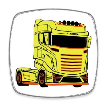 LKW-Fahrer Fernfahrer LKW Brummi - Viereckiger Kühlschrankmagnet - Weiß - Vorne