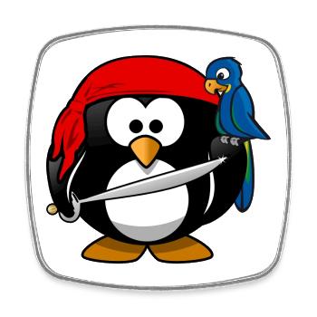 pirates Pirate Penguin - Magnet carré - blanc - Devant