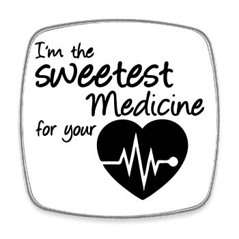 Sweetest Medicine Médecine médecin cadeau Rengaine - Magnet carré - blanc - Devant