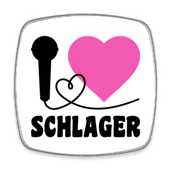 I Love Schlager  - Viereckiger Kühlschrankmagnet - Weiß - Vorne