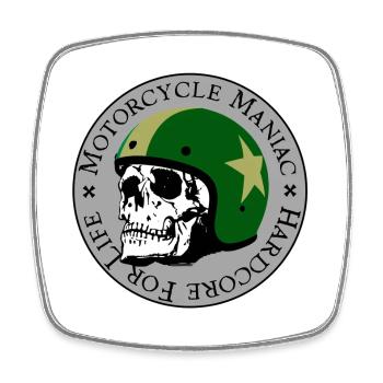 Moto Maniac - Magnet carré - blanc - Devant