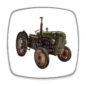 Traktor,Bauer,Landwirt, - Viereckiger Kühlschrankmagnet - Weiß - Vorne