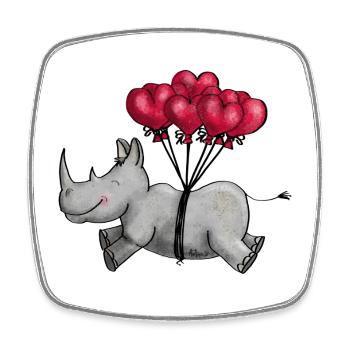 Fliegendes Nashorn - Viereckiger Kühlschrankmagnet - Weiß - Vorne