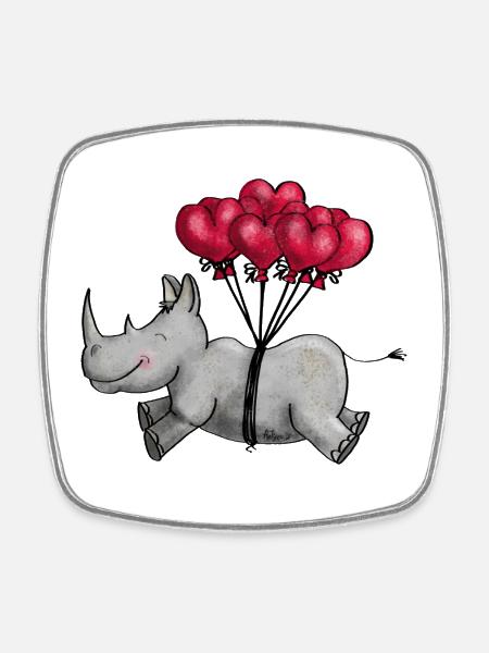 Fliegendes Nashorn - Viereckiger Kühlschrankmagnet - Weiß