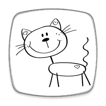 Lustige Strichmännchen Katze - Comic - Katzen - Viereckiger Kühlschrankmagnet - Weiß - Vorne