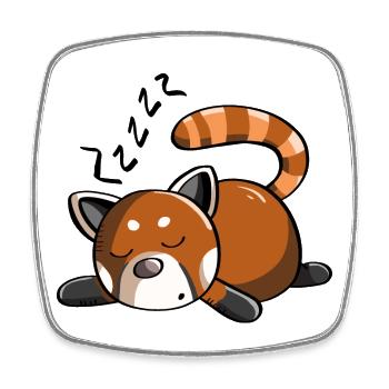 Ronflement panda rouge panda ours dort - Magnet carré - blanc - Devant