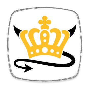 Devil | Queen | King | Königin | König | Crown | - Magnet carré - blanc - Devant
