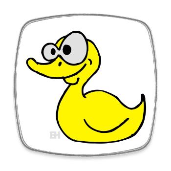 Canard en caoutchouc - Magnet carré - blanc - Devant