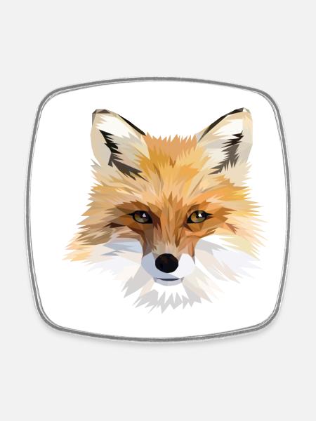 Polygonal Fox Head - Square fridge magnet - white