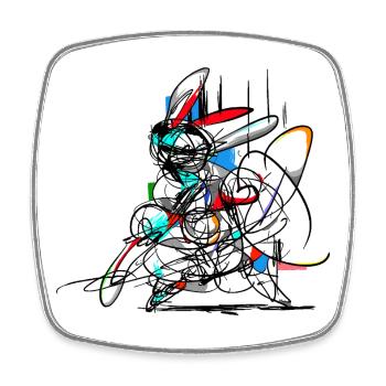 Osterhase/ Abstrakt - Viereckiger Kühlschrankmagnet - Weiß - Vorne