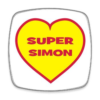 Super-Simon - Viereckiger Kühlschrankmagnet - Weiß - Vorne