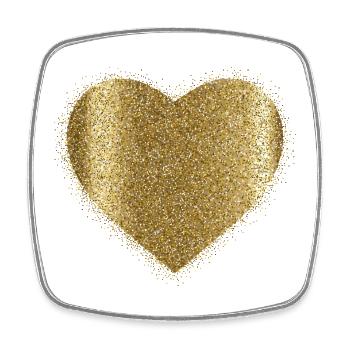 Goldenes Glitzerherz – Glamourprint - Viereckiger Kühlschrankmagnet - Weiß - Vorne