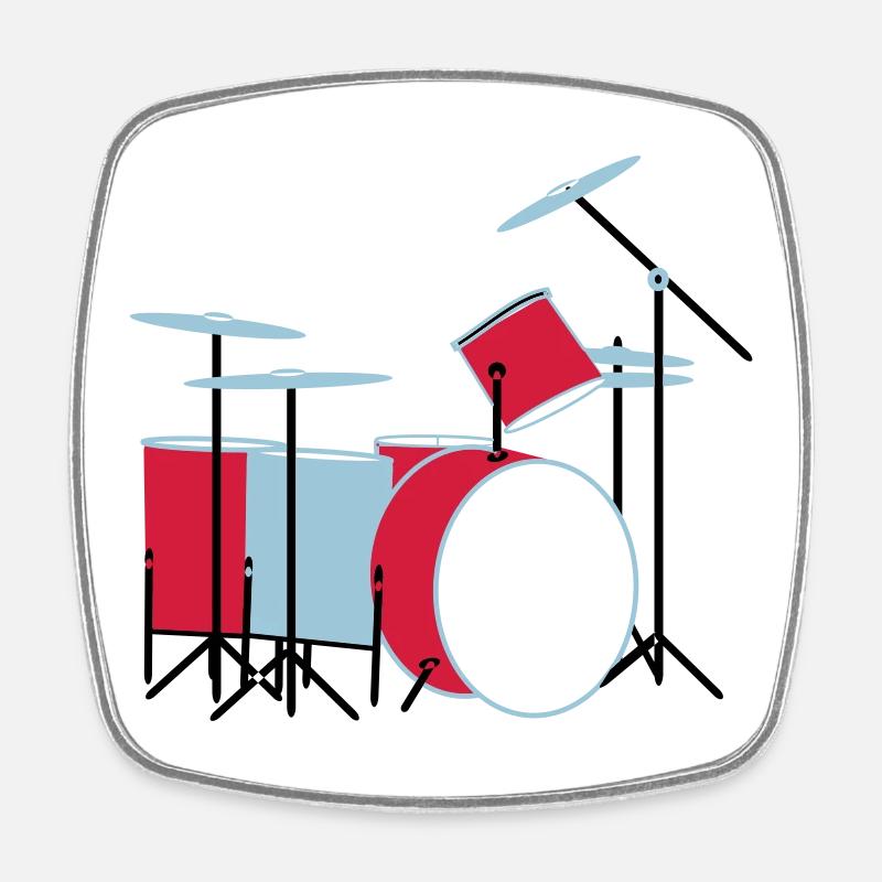 coloured_drums - Viereckiger Kühlschrankmagnet - Weiß