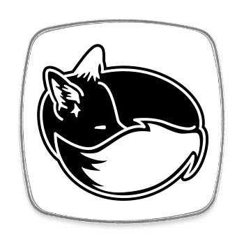 Fuchs eingekuschelt – Kawaii Fox Cartoon Design - Viereckiger Kühlschrankmagnet - Weiß - Vorne